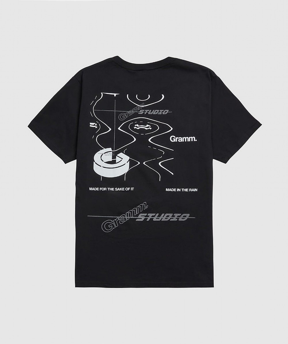 GRAMM STUDIO REFLECTIVE BACK PRINT T-SHIRT | Black Silver | SEVENSTORE