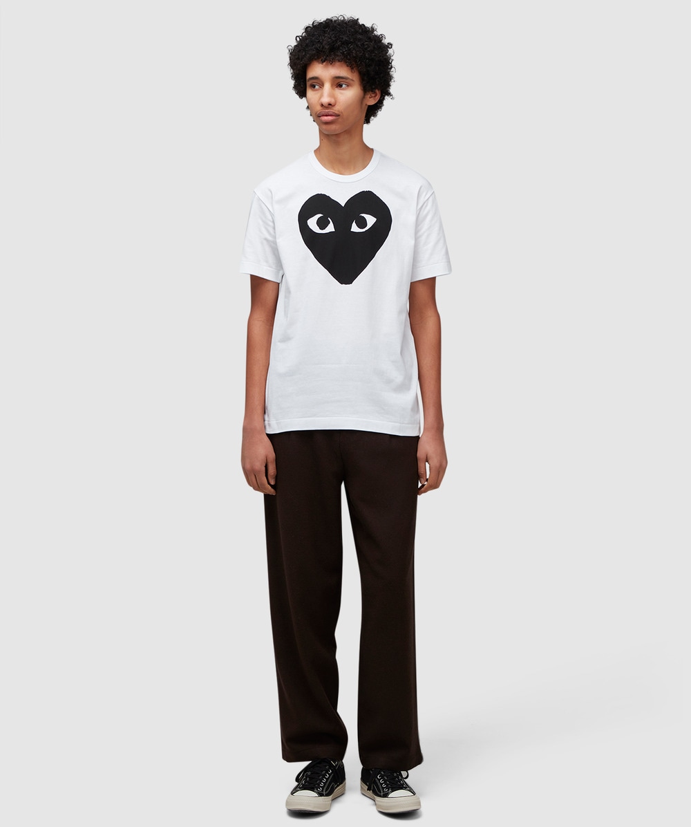 Comme des Garcons PLAY Central heart logo t shirt WHITE SEVENSTORE