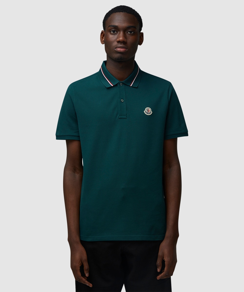 Moncler Tricolour tip polo shirt GREEN SEVENSTORE