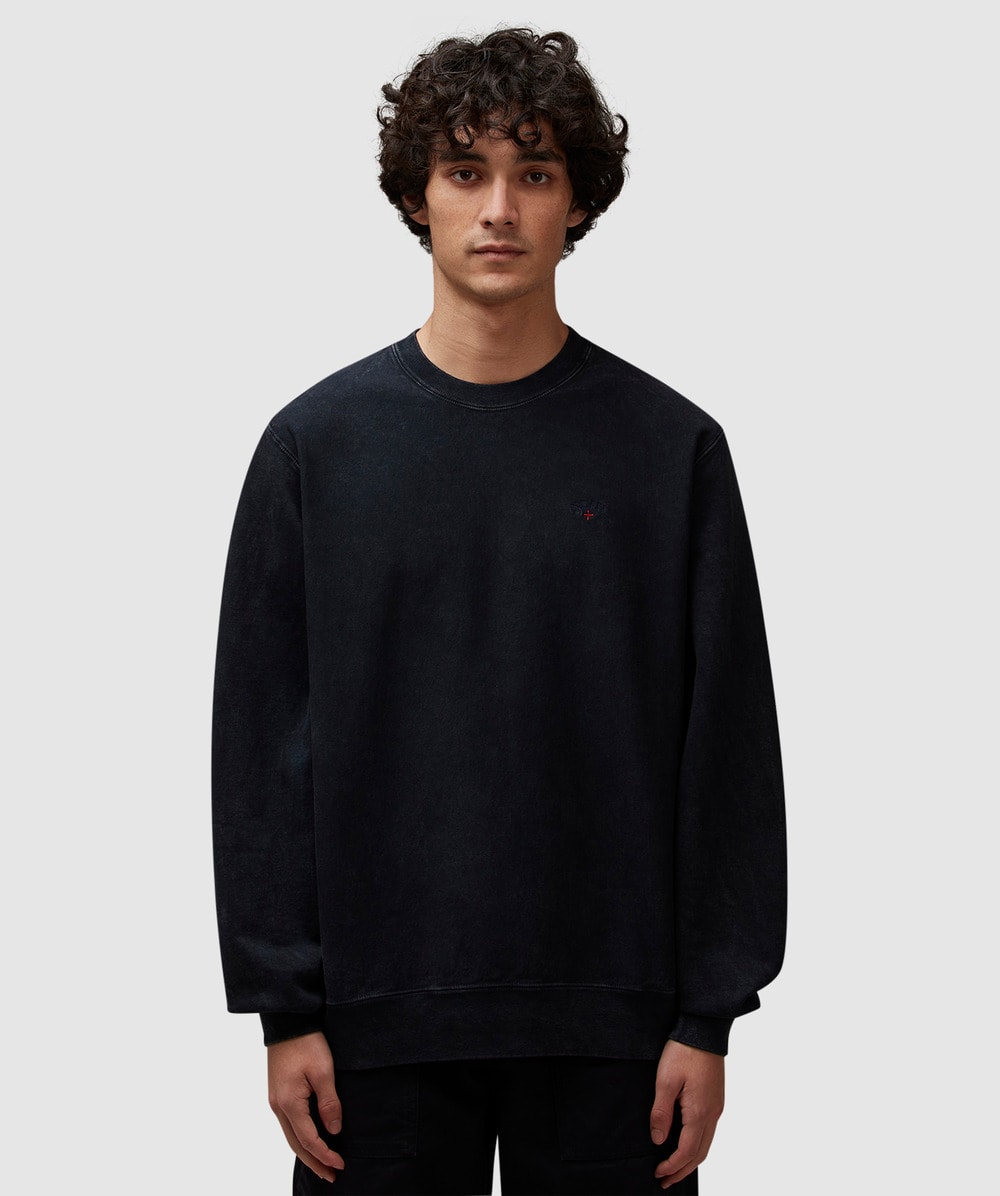 Noah Core Logo-embroidered Cotton-jersey Sweatshirt In Black