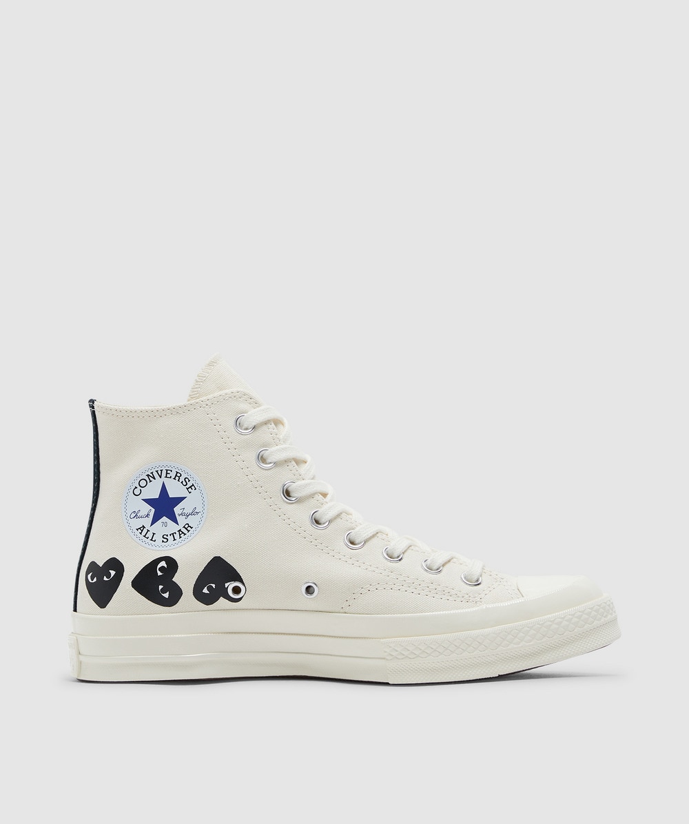 Comme des Garcons PLAY X Converse multi heart chuck taylor 70 hi sneaker MILK BLACK EGRET SEVENSTORE