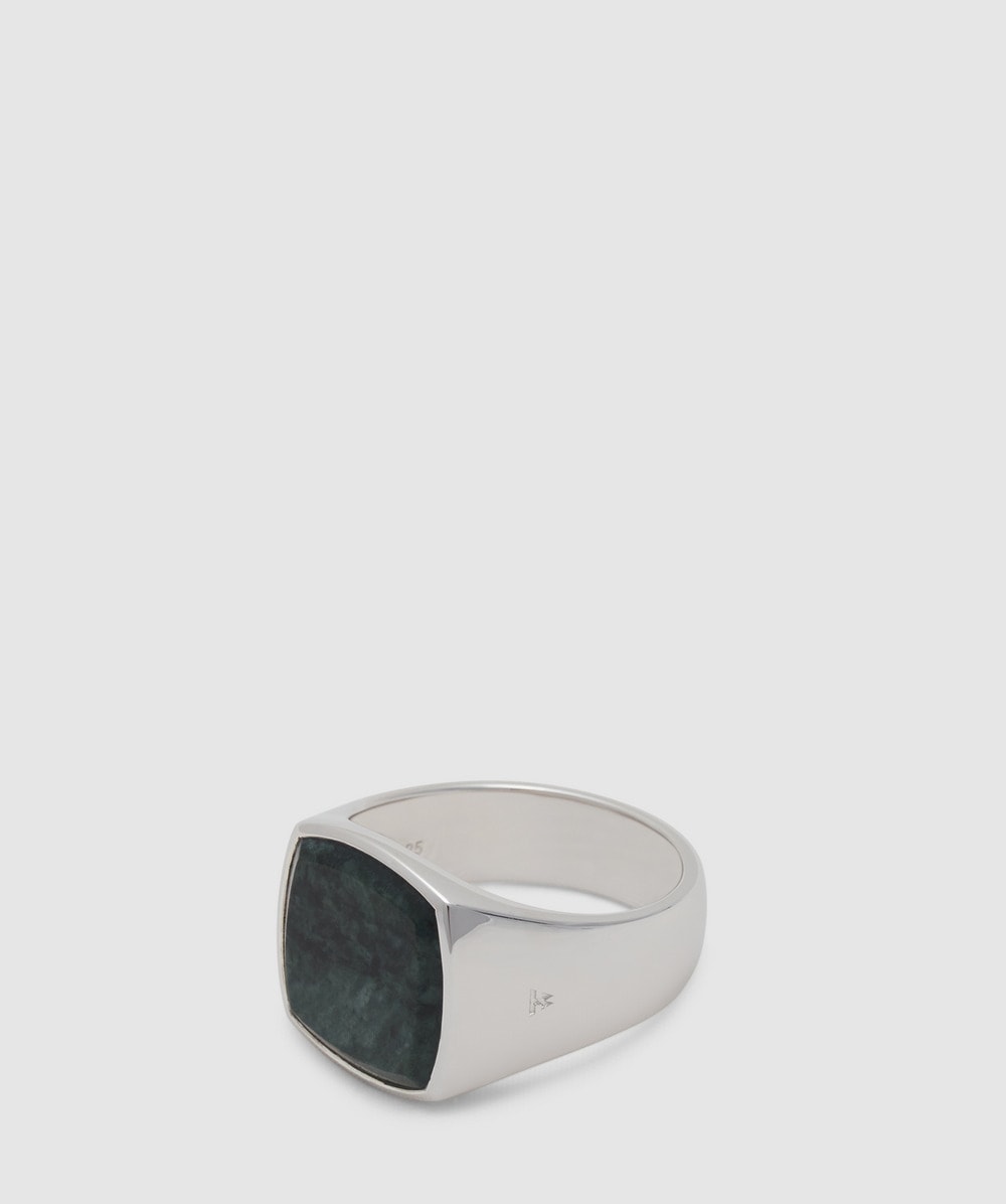 Tom Wood Cushion green marble ring | SILVER | SEVENSTORE