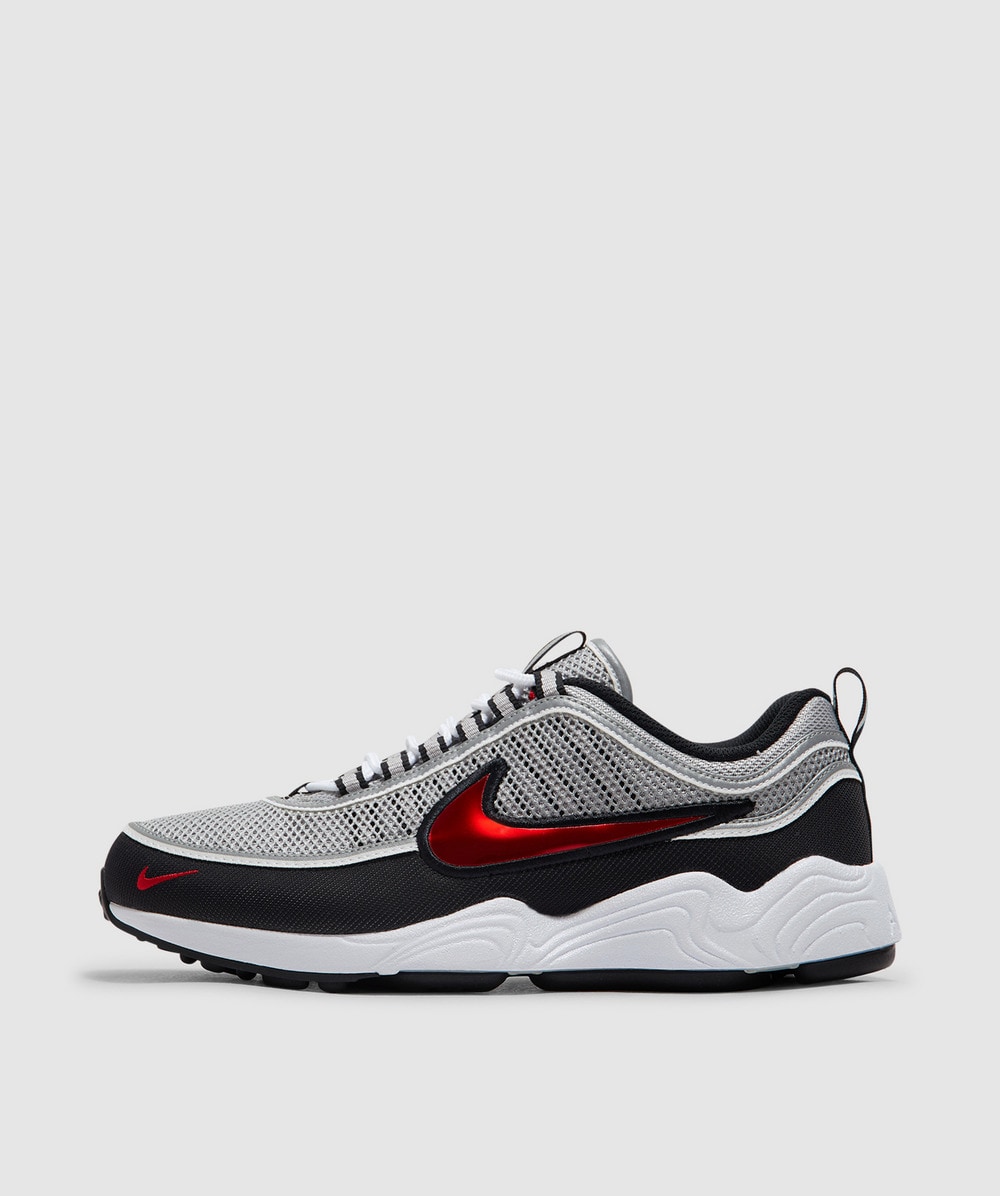 Nike Air Zoom Spiridon Sneaker In Metallic Silver/sport Red-black-white