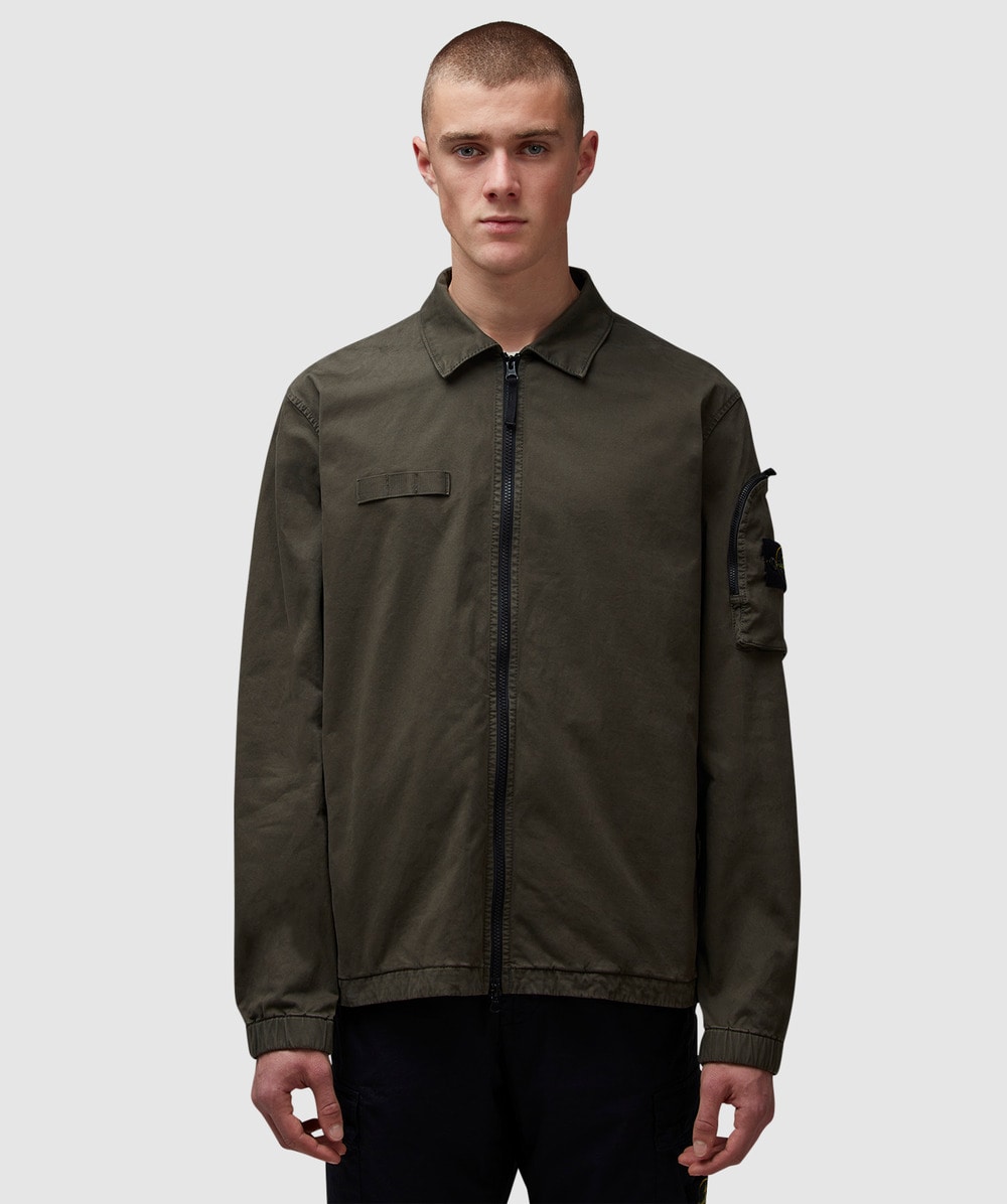 Stone Island Garment dyed old effect pocket overshirt MILITARY GREEN SEVENSTORE