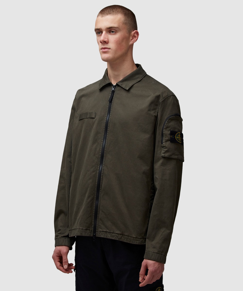 Stone Island Garment dyed old effect pocket overshirt MILITARY GREEN SEVENSTORE