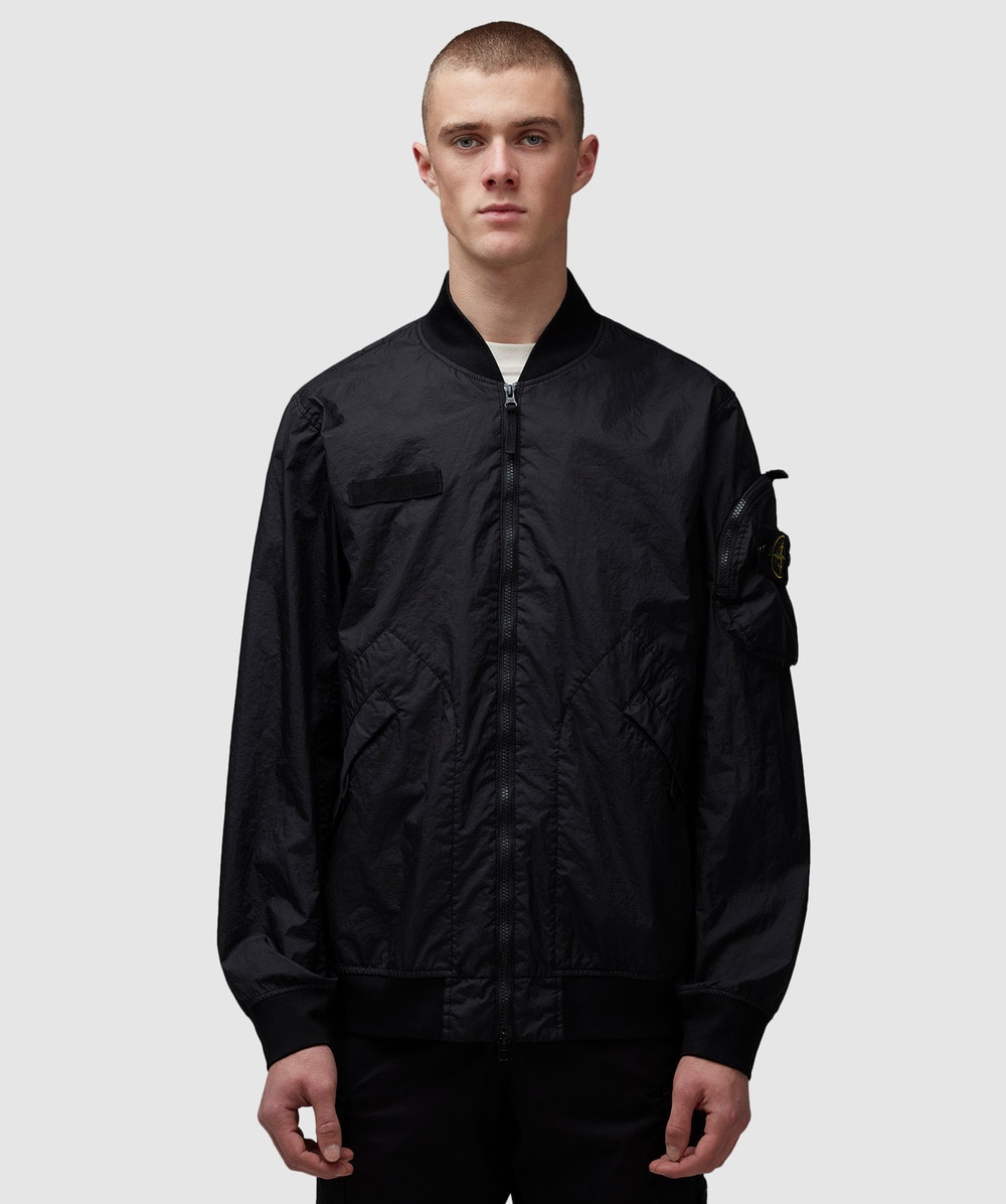 Stone Island Membrana 3l military bomber jacket BLACK SEVENSTORE