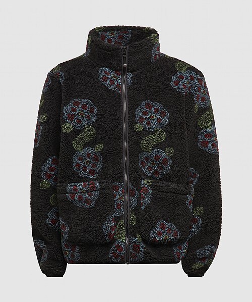 Stussy Stüssy Flor Sherpa Mock Neck Jacket In Black | ModeSens