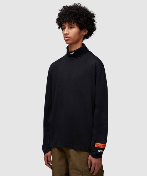 HERON PRESTON Embroidered Turtle Neck Orange Long Sleeve - outlet XL