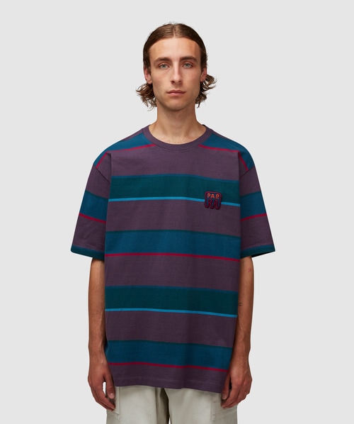 Parra Fast Food Logo Striped T-shirt In Aubergine