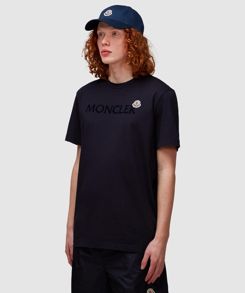 Moncler Double logo script t-shirt | NAVY | SEVENSTORE