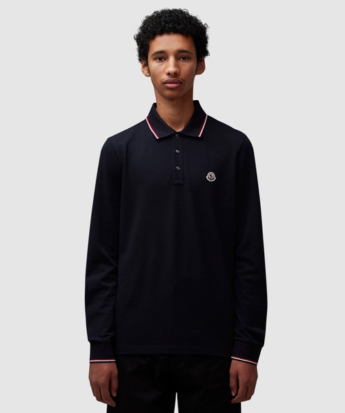 Moncler long sleeve polo grey best sale