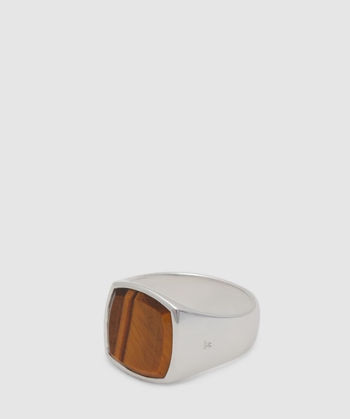 Tom Wood Cushion green marble ring | SILVER | SEVENSTORE